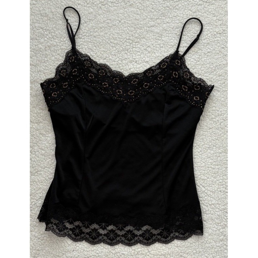 Vintage The Limited Y2K Lace Trim Sweetheart Black Slip Cami Whimsigoth Size M
